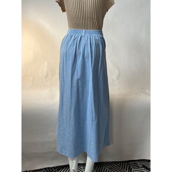 Vintage Alexa E. Light Blue Button-Front Cotton Skirt Size Small Made In USA - Picture 9 of 16